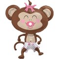 Loonballoon Girl Monkey Pink Bow Dots Diaper Pacifier Baby Shower 41in. Party Mylar Balloon B01FTXO8Z0